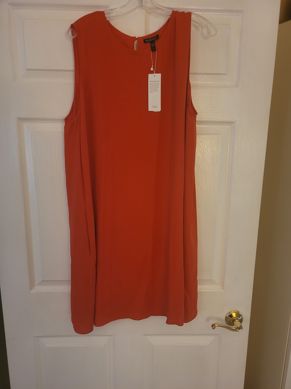 Eileen Fisher Sleeveless Orange Silk Shift Dress - NWT